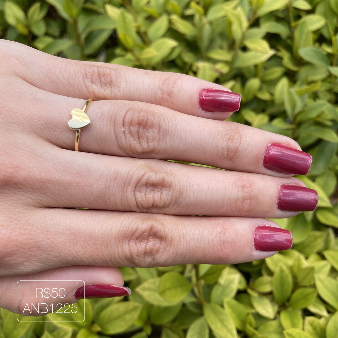 Anel Fio Coração Liso Dourado